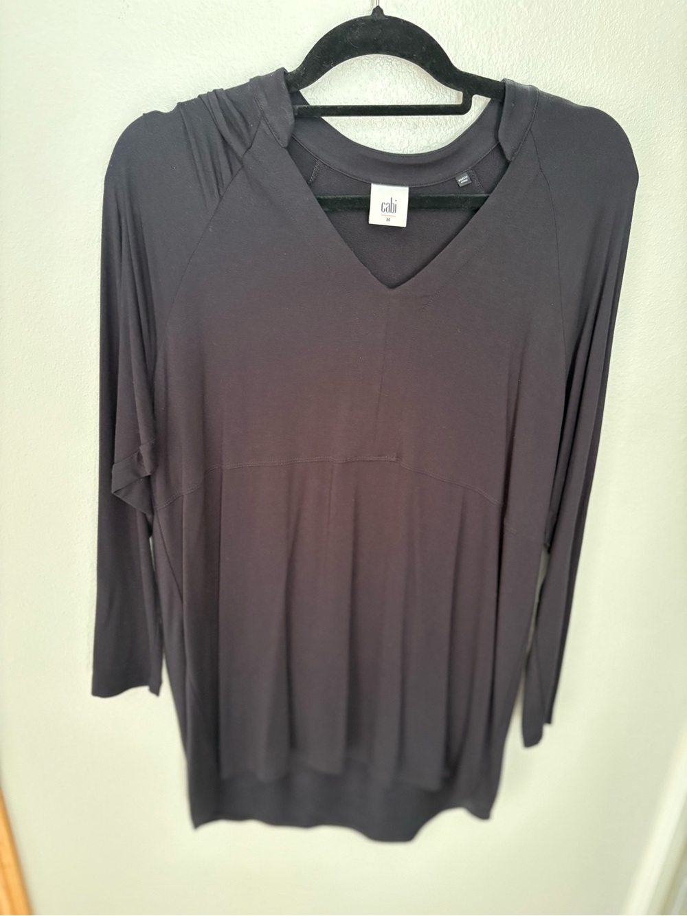 CAbi Black V-Neck Hooded Long-Sleeve Tunic